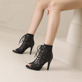 Women's Black Rubber Sole 11cm/9.5cm Heel Heels Dancer Boots JazSalsa Dancing Shoes