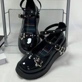 Retro small leather shoes with thick soles