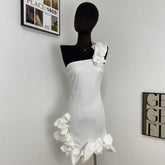 Ruffled Floral Waist-Cinching Dress