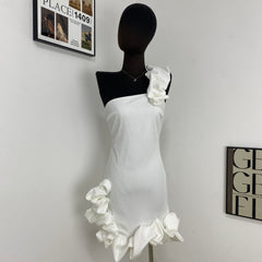 Ruffled Floral Waist-Cinching Dress