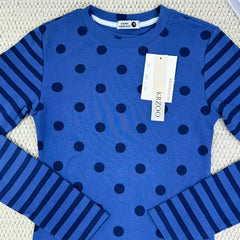 Striped and polka-dot all-over long-sleeved shirt