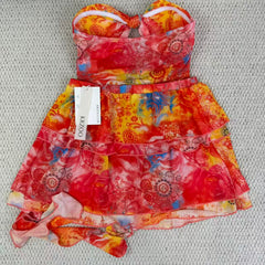 Strapless wooden-earrings short dress set