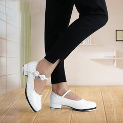 Women's White Leatherette 3.5cm Heel Tap Shoes Dance Shoes