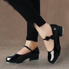Women's Leatherette Black 3.5cm Heel Tap Shoes Dance Shoes