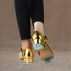 Women's Leatherette Gold 3.5cm Heel Tap Shoes Dance Shoes