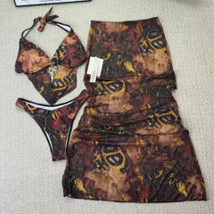 Necklace-style netted wrap-around skirt set