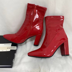 Patent Leather Pointed-Toe Ankle Boots