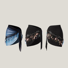 Women's Blue Sequins Dance Srt Training Performance Dancewear