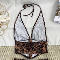 Halter-Neck Leopard Print Dress