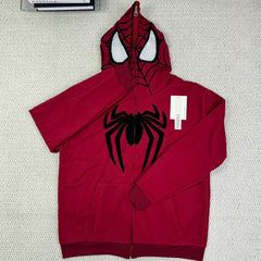 Zipper-print spider hooded coat