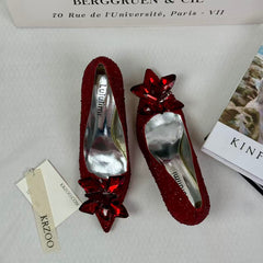 Pointed-toe rhinestone high heels