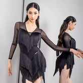 Women's Tassel V Neck Dress Dance Wear Training Performance Dress