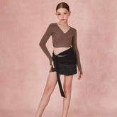 Girls Black Tassel Swing Dance Srts Practice Dancewear