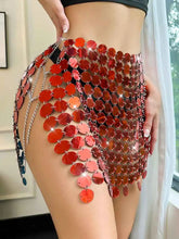 Disco Red Sequin Skirt - Side Slit Shiny Mini Skirt