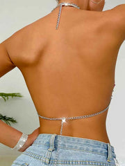Red Sequin Bra - Heart Sequin Bralette Backless Top