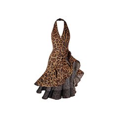 Girls Leopard Sleeveless Performance Dance Dresses Dancewear