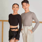 Girls Black Long-sleeved Dance Practice Tops Dancewear
