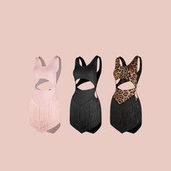 Girls Tassel Sleeveless Performance Dance Dresses Dancewear