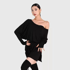 Women's Long Sleeve Latin Dance Dress Dance Wear Training Performance Dress