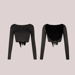 Girls Black Long-sleeved Dance Practice Tops Dancewear