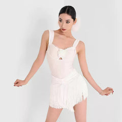 Women's White Tassel Latin Dance Srt Training Performance Srts Dance Wear