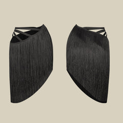 Women's Black Tassel Dance Srt Training Performance Dancewear