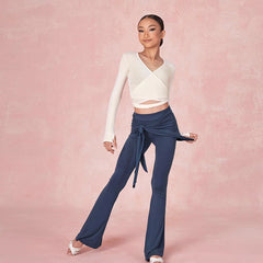 Girls Latin Dance Practice Pants High Waist Dance Pants