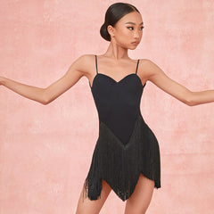 Girls Tassel Sleeveless Performance Dance Dresses Dancewear