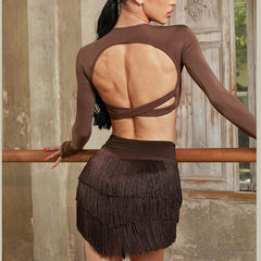 Women's Tassel Latin Dance Srt Training Performance Srts DanceWear