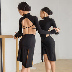 Girls Long Sleeve Latin Dance Bodysuit Dance Wear