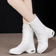Women's Leatherette 4.5cm Heel Boots JazWith Lace-up Dance Boots Dance Shoes