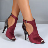 Women's PU Suede Customized Heel Rubber Sole Dance Boots Dance Shoes