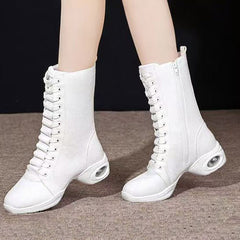 Women's Leatherette 4.5cm Heel Boots JazWith Lace-up Dance Boots Dance Shoes