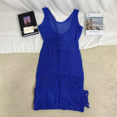 Hollow-Out Lace-Up Tassel Long Dress