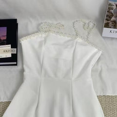 Beaded Strap Solid Color Dress