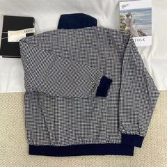 Color-Blocked Plaid Short Jacket