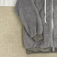 Loose-Fitting Plush Zip-Up Jacket