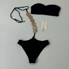 Three-point strap separate swimming suit