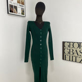 Elegant Single-Breasted Knit Dress
