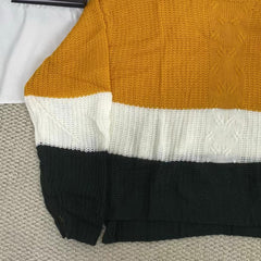 Round-Neck Color-Block Knitted Sweater