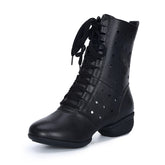 Women's Faux Leather Lace-up Dance Boots Training Practice Dance Shoes JazDance