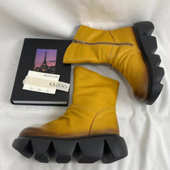 Platform Pleated Ankle Boots