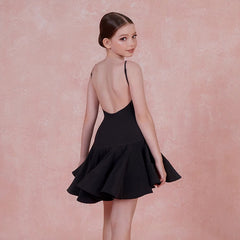 Girls Sleeveless V Neck Performance Dance Dresses Dancewear