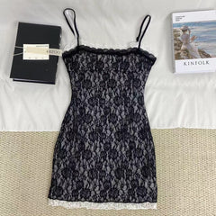 Black And White Lace Strap Dress