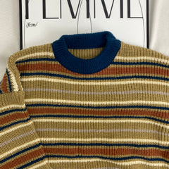 Retro Contrast Striped Sweater