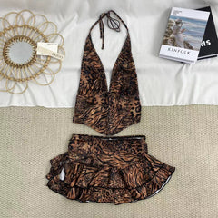 Halter-Neck Leopard Print Dress