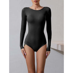 Women's Milk Silk Long Sleeve Bodysuit Practice Dance Wear Practice