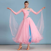Women's Rhinestone Splicing Modern Dress Ballroom Dress Performance Swing Dress Competition Wear