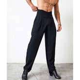 Men's Retro High-Waisted Dance Pants Latin Dance Practice Clothes