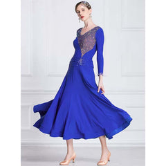 YUN Customisable-Women's Blue DiamonBallroom WaltModern Dance Dresses Dancewear